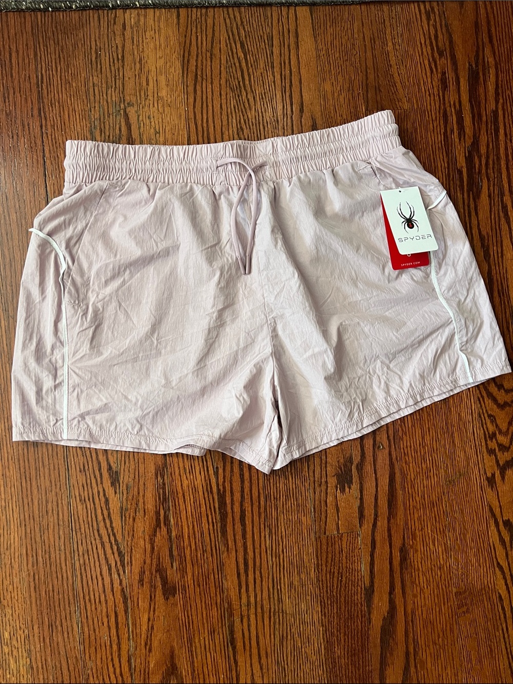 Spyder Women Pale Pink Athletic Shorts with Subtle Piping